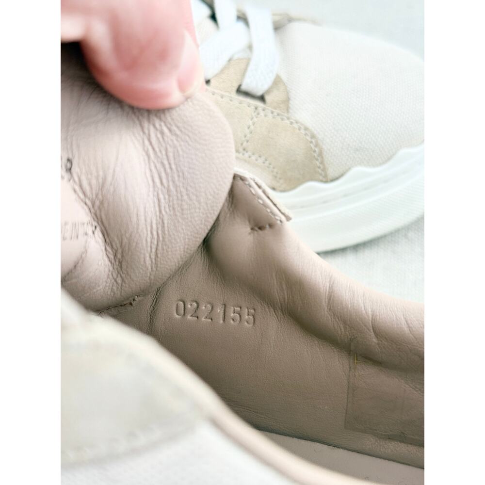 Chloe Lauren Logo Embroidery Canvas and Suede Sneakers White Women's EU 38 - Picture 11 of 11